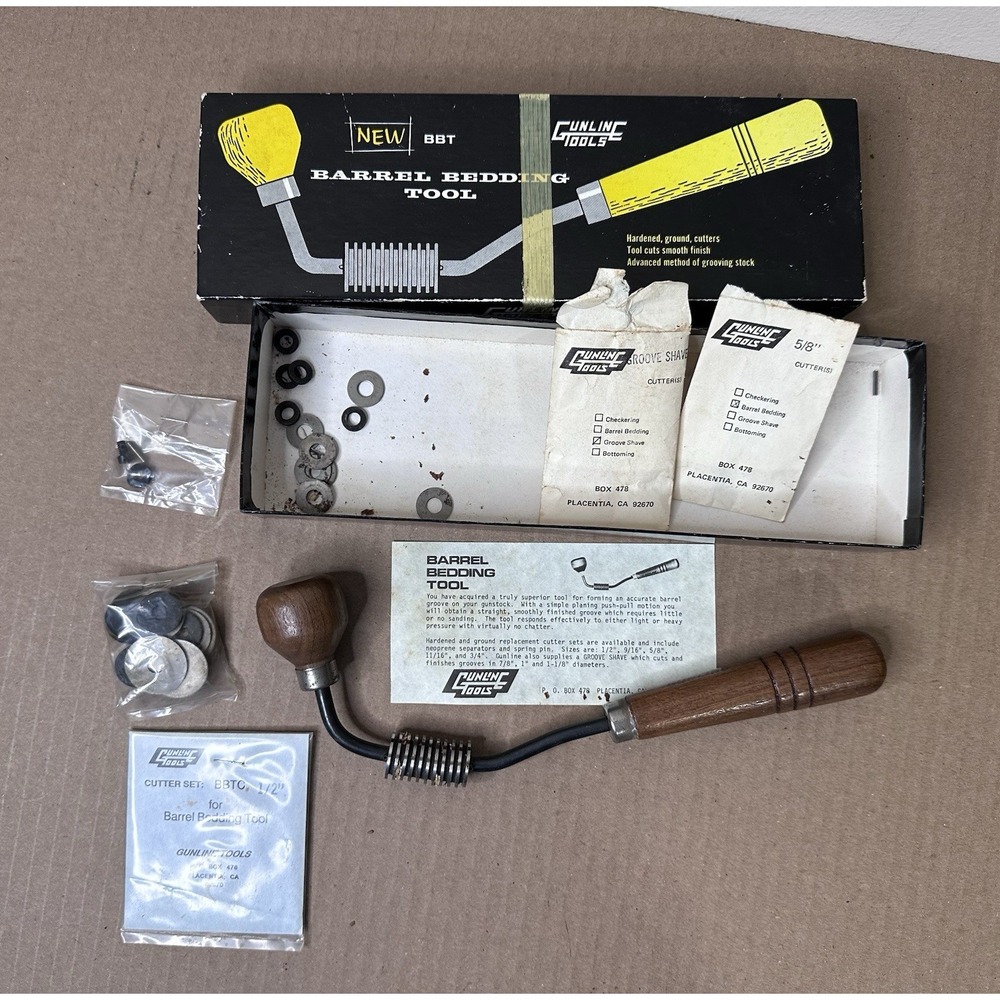 Gunline Tools Barrel Bedding Tool 3/4" Vintage Gunsmithing Kit With Box Extras